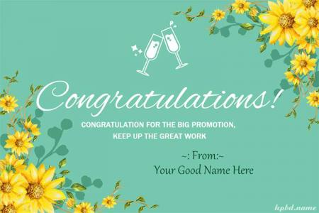 Write Name On Congratulations On Job Promotion Cards