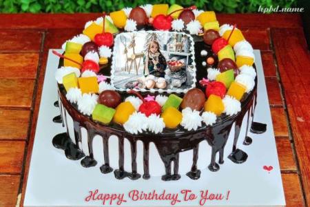 Fruit Birthday Cake With Name And Photo Editor