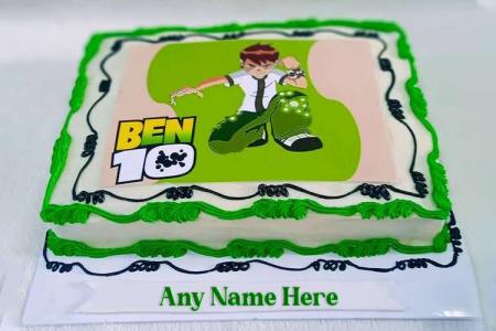 Ben 10 Cartoon Birthday Wishes Cake With Your Name