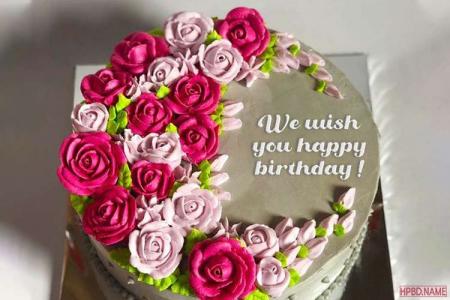 Write Your Name on Colorful Happy Flower Birthday Cake