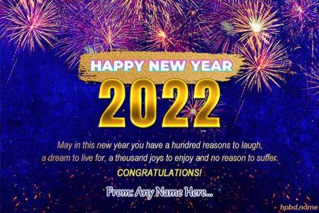 Fireworks Happy New Year 2022 Wishes Cards With Name Edit