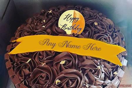 Chocolate Flower Birthday Cake With Name On It