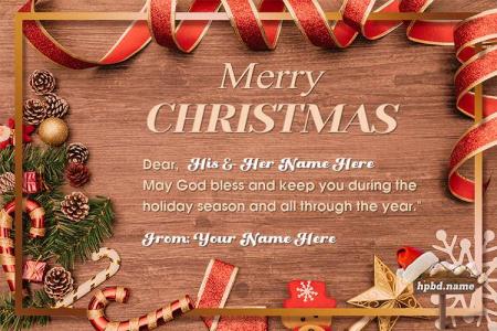 Write Your Name On Christmas Wish Card With Decorations