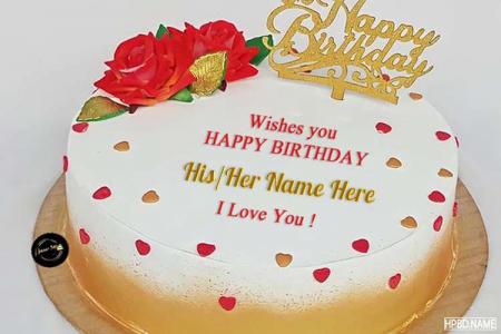 Wishes You Happy Birthday Cake For Lover With Name Editor