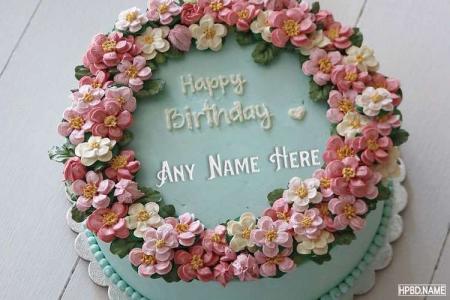 Flowers Birthday Cake Name Picture