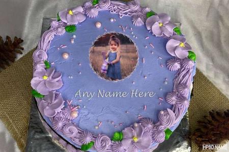 Dreamy Purple Birthday Cake Template With Name And Photo