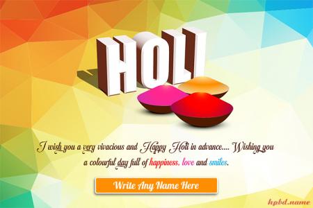 Happy Holi Wishes Cards With Name Edit