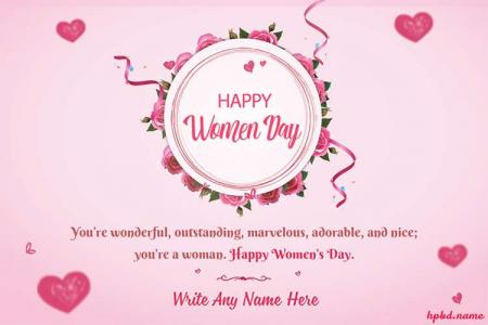Lovely Pink Hapy Womens Day Wishes With Name Free Download
