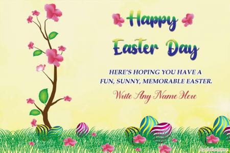 Happy Easter Day Wishes Color Card With Name Edit