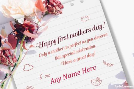 Mothers Day Wishes On Floral Paper With Name Editing