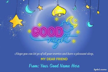 Good Night Messages Card For Friends With Name Edit
