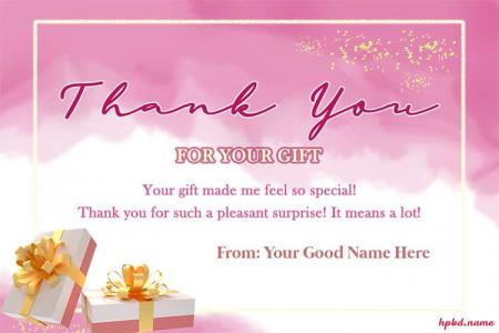 Lovely Thank You For Your Gift Card With Name Edit