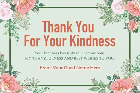 Thank You For Your Kindness Images Card With Name