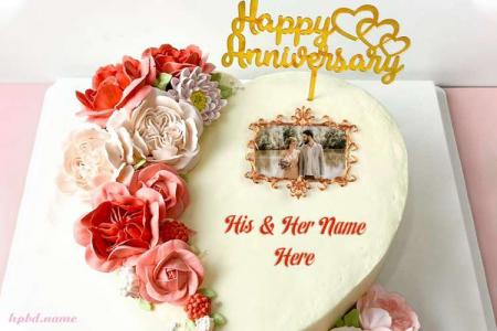 Celebrate Wedding Anniversary Cake With Name And Photo
