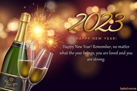Customize Your Own 2023 New Year Greeting Card With Champagne