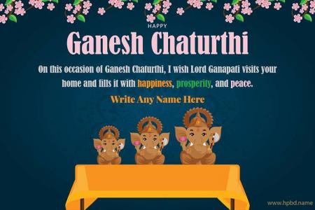 Eco Friendly Hindu Festival Happy Ganesh Chaturthi Card With Name