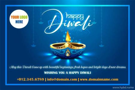 Blue Neon Happy Diwali Wishes For Company