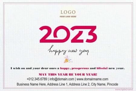Happy New Year 2023 Wishes Card With Pink Number Design