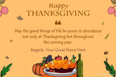Thanksgiving Wishes Card With Name Edit