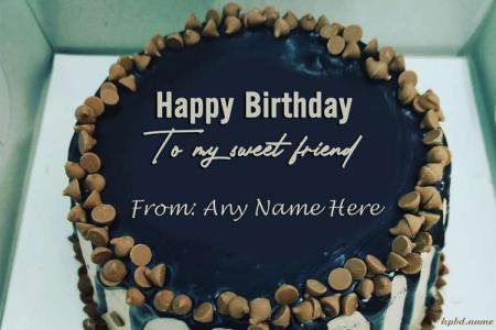 Delicious birthday cake with happy birthday tag  Photo Download