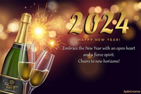 Customize Your Own 2024 New Year Greeting Card With Champagne