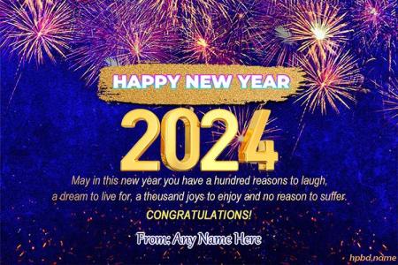Fireworks Happy New Year 2024 Wishes Cards With Name Edit