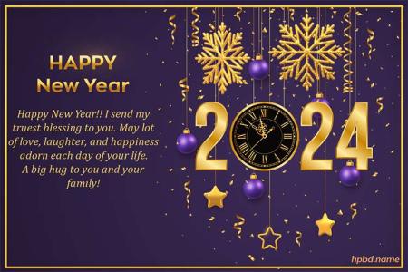 Make Luxurious 2024 New Year Greeting Card for All Relationship