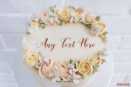 Happy Birthday Yellow Flowers Cake With Name Edit