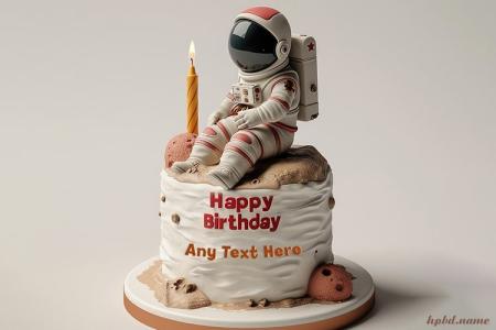 Birthday Cake With An Astronaut And An Editable Name