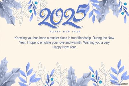 Customize Watercolor New Year Greeting Card 2025