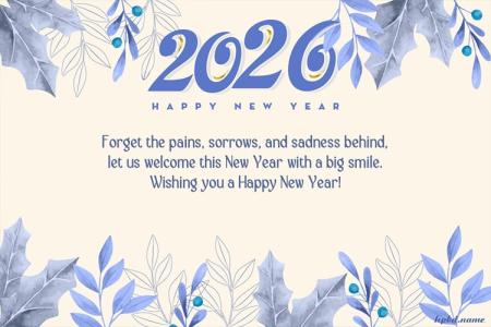 Customize Watercolor New Year Greeting Card 2026