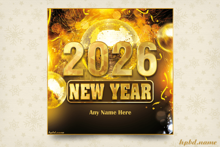 Golden Happy New Year 2026 Wishes Card With Name