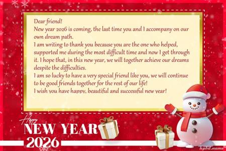 Snowman Happy New Year 2026 Greeting Cards