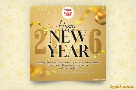 Luxury Golden Happy New Year 2026 Wishes With Company Logo