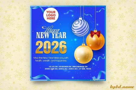 Realistic New Year 2026 Wishes With Company Info And Logo