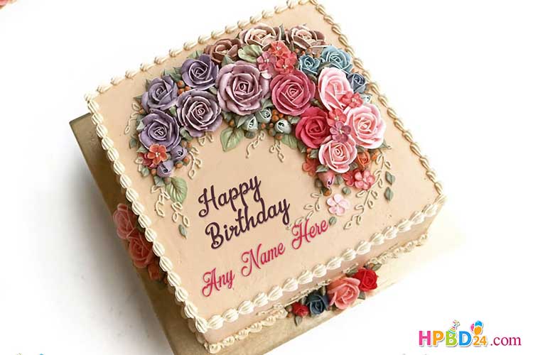 Lovely Flowers Cake Image With Name Generator