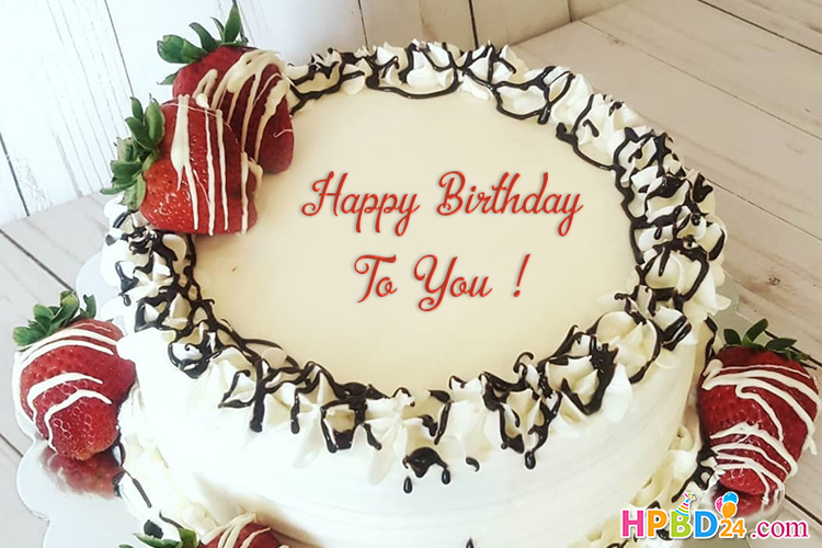 Sweetest Strawberry Birthday Cake With Name Images
