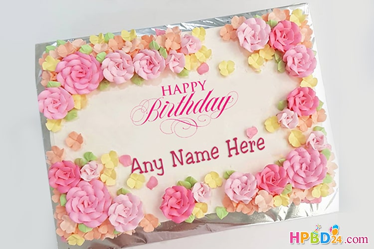 Spring Flowers Cakes With Name Free Download