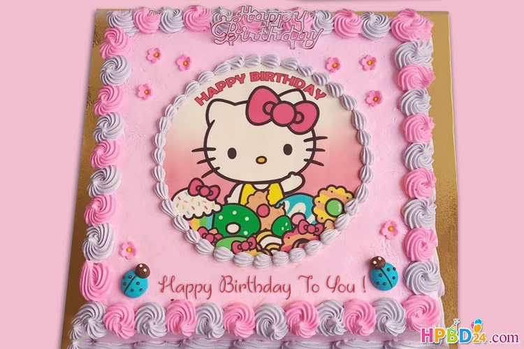 Hello Kitty Birthday Cake For Kid Girls  With Name