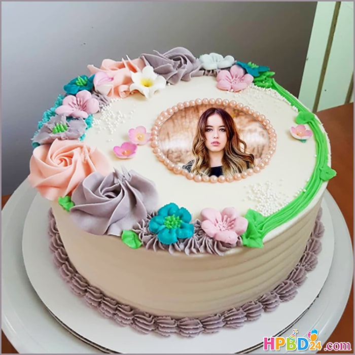 Best Flower Birthday Cake With Photo Edit