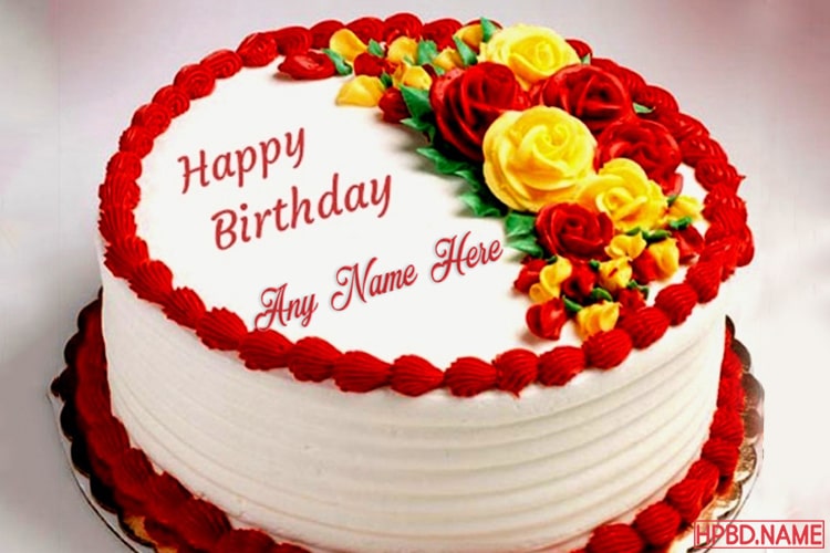Buttercream Roses Birthday Cake With Name Generator