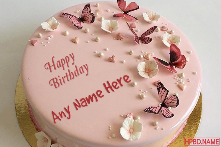 Write Name On Butterfly Birthday Cake Images