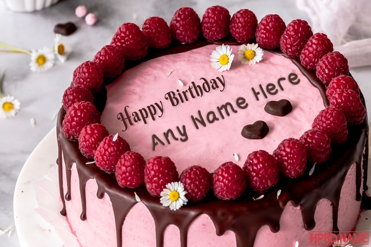 Raspberry Birthday Cake With Name Edit