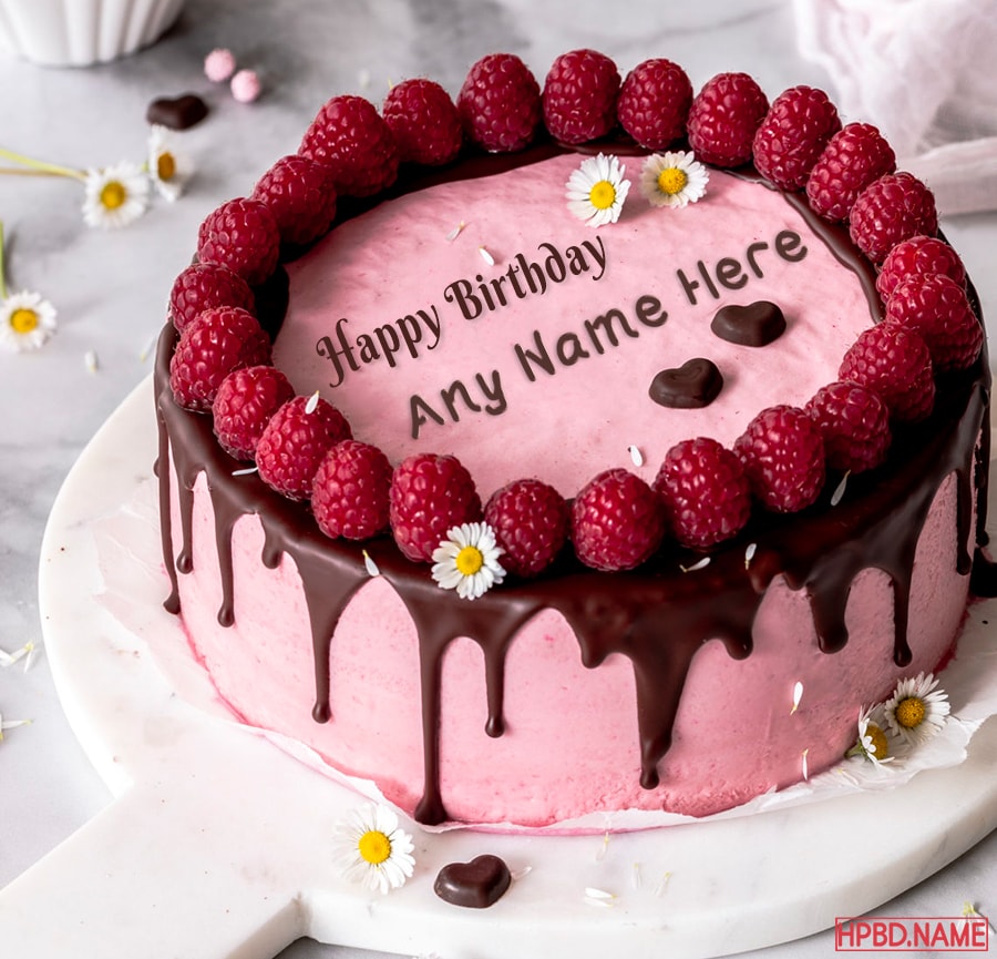 Raspberry Birthday Cake With Name Edit