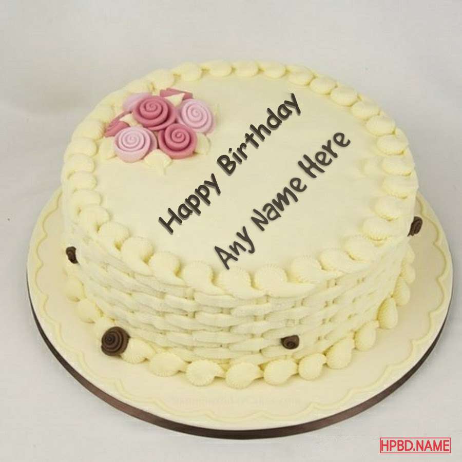 Simple Yellow Birthday Cake With Name Edit