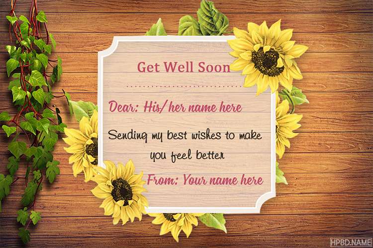 Sunflower Get Well Soon Card With Name Images