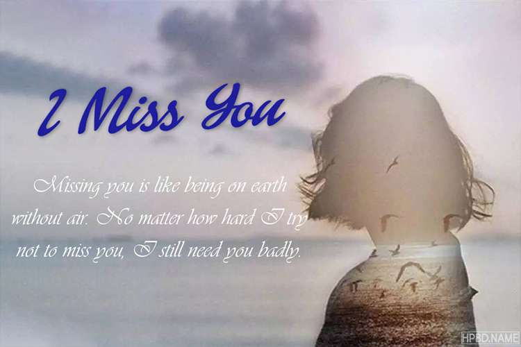 Personalize Miss You Cards for Him Online Free