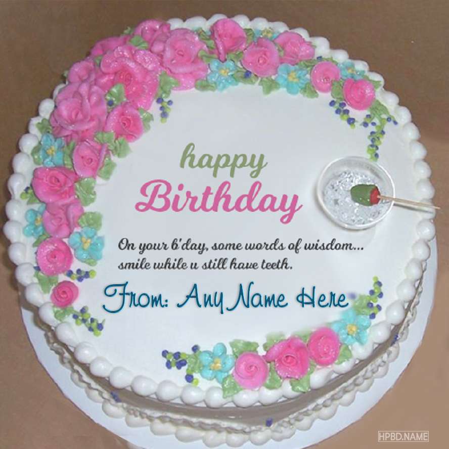 Lovely Flower Birthday Wishes Cake With Name Edit