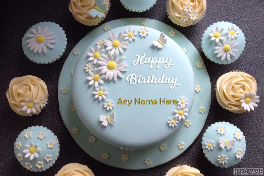 Happy Birthday Delicious Flower Cake With Name Edit