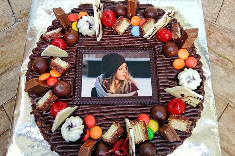 Chocolate Fruit Birthday Cake With Your Photo